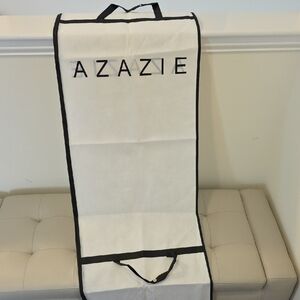 Azazie White Garment Bag with Black Trim
